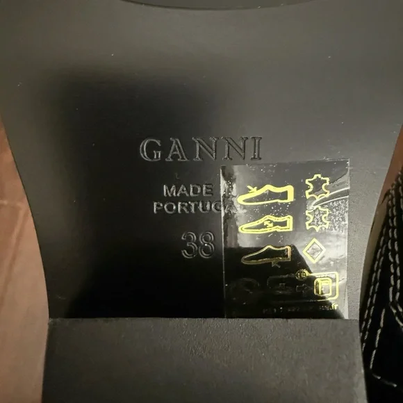 NWT GANNI  Mid Shaft Embroidered Western Cowboy Boots in Black/Egret Sz US 8 - Picture 14 of 17